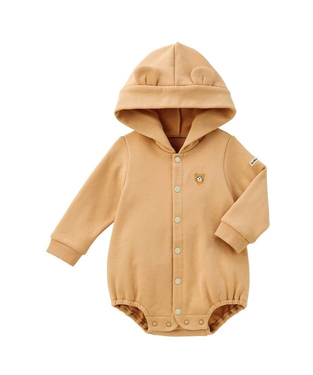 MIKI HOUSE HOT BISCUITS 【70-90cm】【NEW Color Series】耳付きロンパース ベージュ