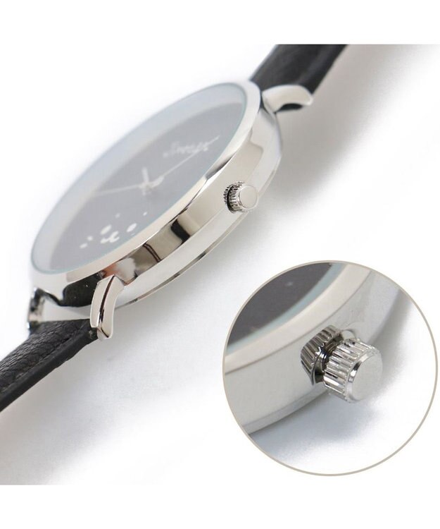 Mother garden しろたん 合皮 腕時計 《ホワイト/ブラック》 ブラック