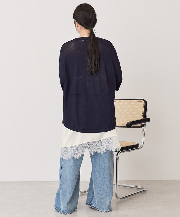 AMERICAN HOLIC 配色コクーンシルエットニット Dark Navy