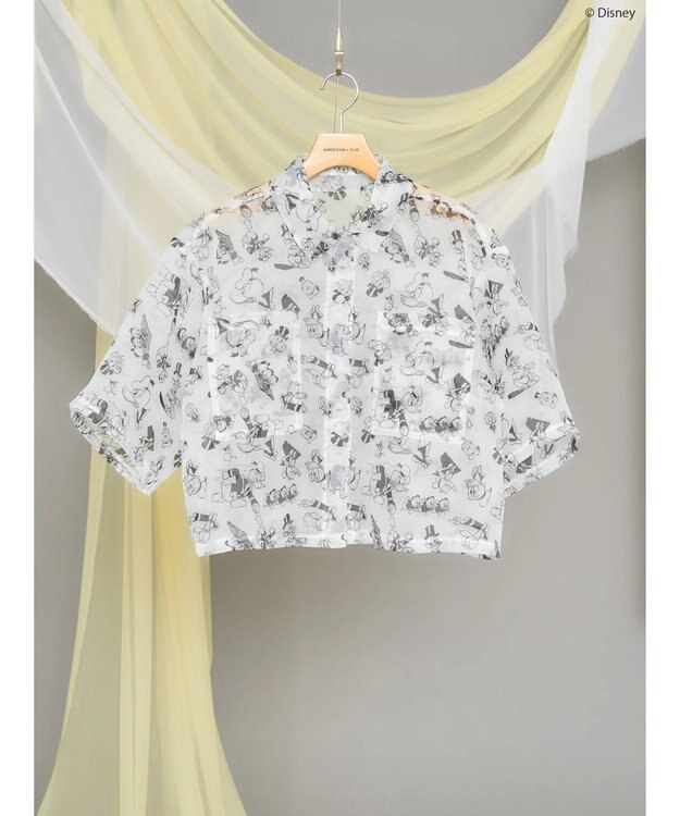 AMERICAN HOLIC 総柄シアーショート丈シャツ／Ｄｉｓｎｅｙ Ivory