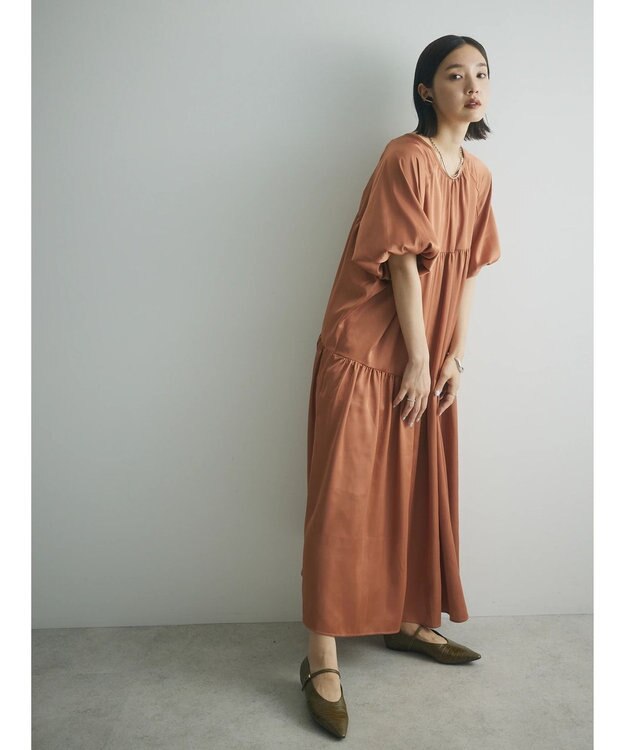 Green Parks armonia．ティアード切り替えワンピース Terracotta