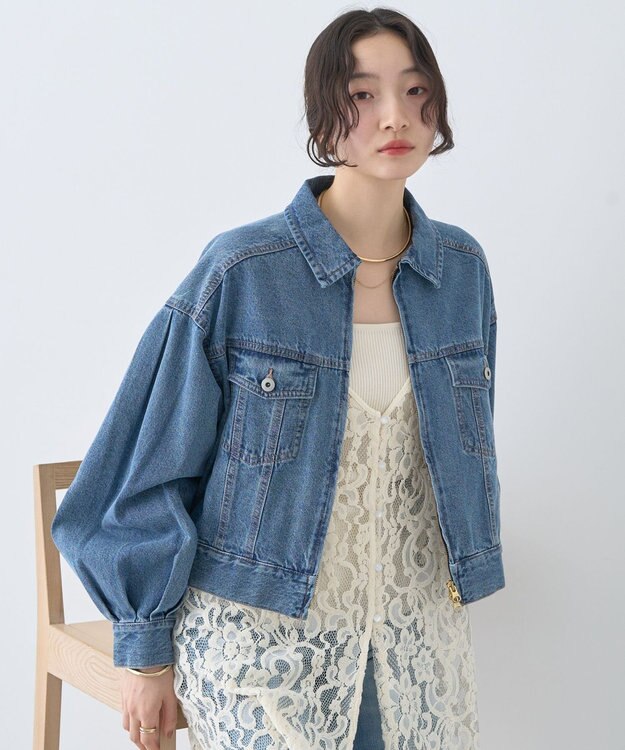 earth music&ecology ショートジップデニムジャケット Light Indigo