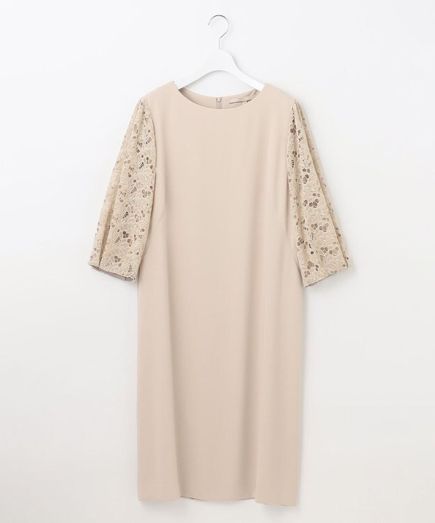 自由区 L 【洗える】レースコンビ ワンピース ベージュ系