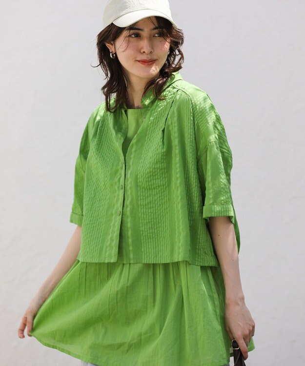 Green Parks Ｉ　ＳＥＴ２点　ギャザーシャツ＋布帛インナー Green