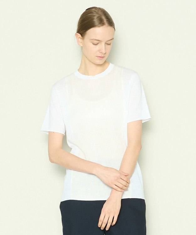 JOSEPH 【洗える】リネンコットン　ニットTEE Ivory