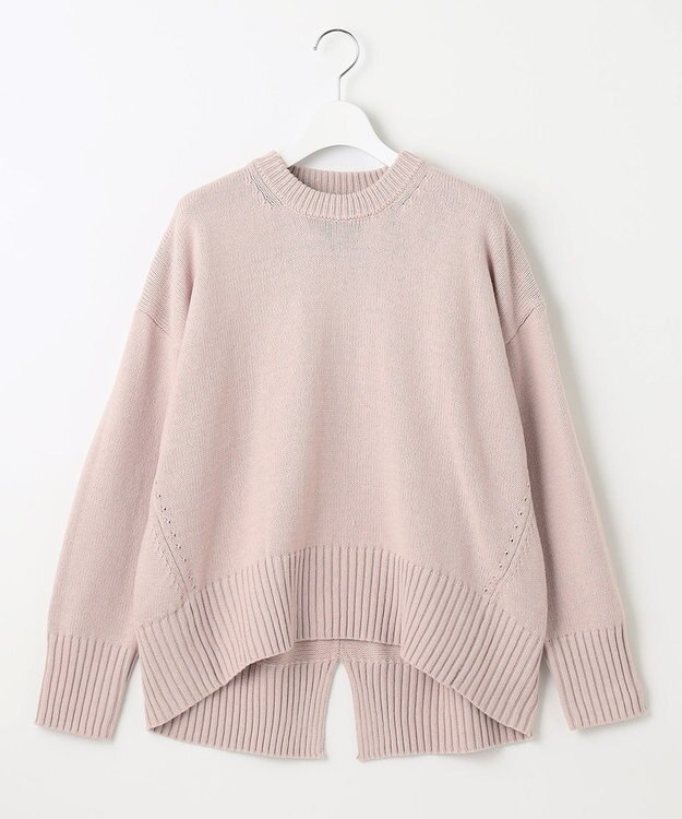 UNFILO 【洗える】スプリングコットンニット バックスリット ピンク