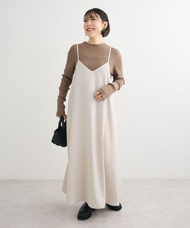 Green Parks 前後２ＷＡＹサテンキャミワンピース Ivory