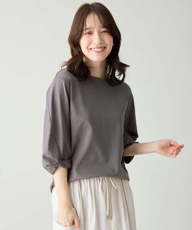 ANY 【WEB限定】シルケットスムースツイストスリーブカットソー スレート