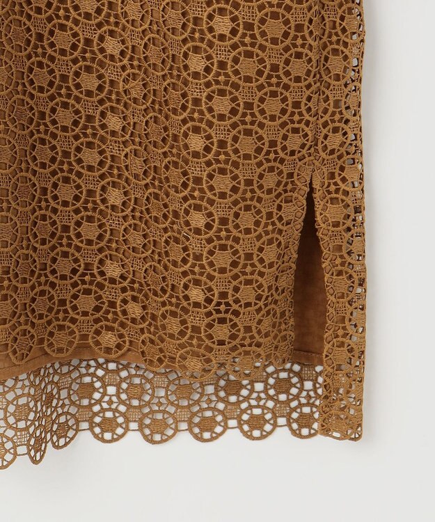 自由区 【洗える】ジオメトリックフラワーレースプルオーバー ブラウス モカ