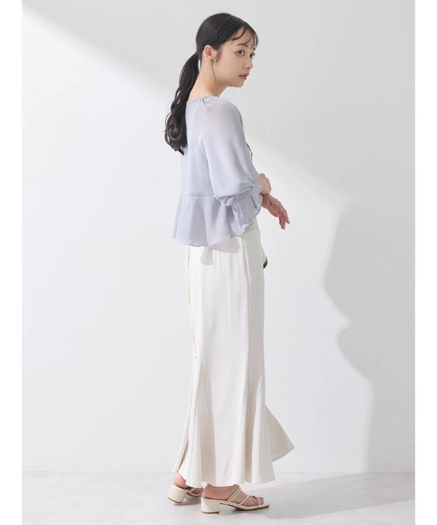 earth music&ecology ＳＥＴ２点キャンディースリーブブラウス＋インナー Grayish Blue