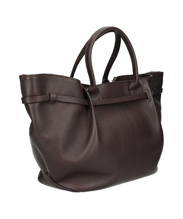 INTER-CHAUSSURES 【CHRISTIAN VILLA】シュリンクレザーハンドバッグ ダークブラウン