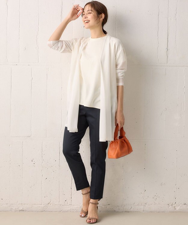 組曲 L 【WEB限定】ライトジョーゼット袖タック ブラウス アイボリー系