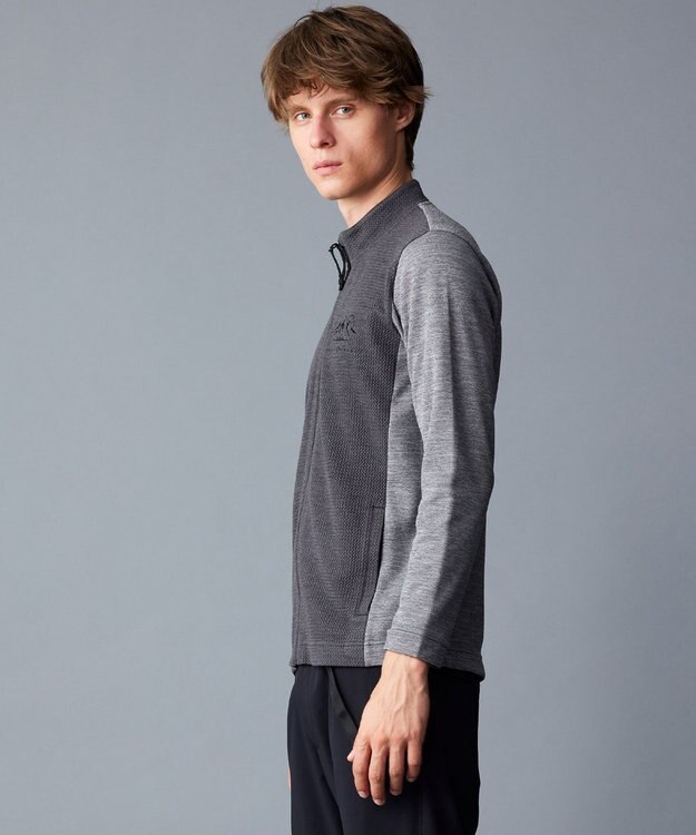 JOSEPH ABBOUD MOUNTAIN 【ソフト/吸水速乾/ライナードッキング対応】メランジバック メッシュ ジップ カットソー グレー系