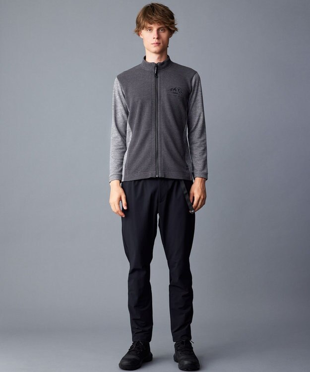 JOSEPH ABBOUD MOUNTAIN 【ソフト/吸水速乾/ライナードッキング対応】メランジバック メッシュ ジップ カットソー グレー系