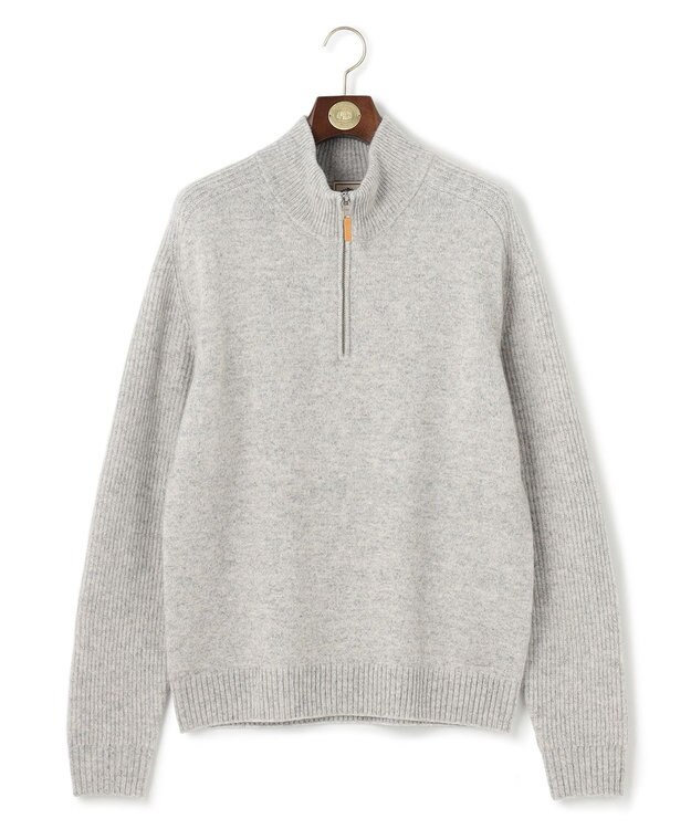 J.PRESS MEN 【Cash Lamb’s Wool】ハーフジップニット ライトグレー系