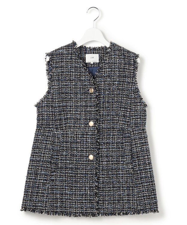 23区 【先行予約】GIOLICAツイード フォルム ジレ ネイビーミックス