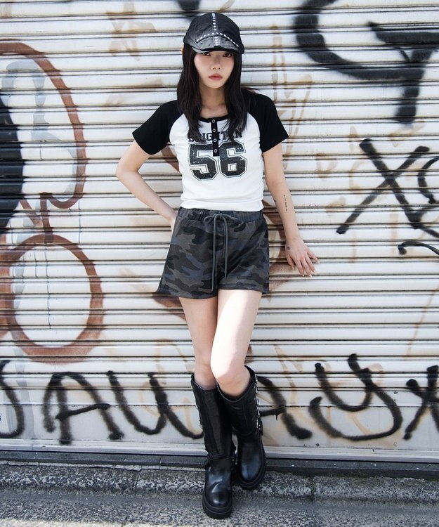 WEGO 裏毛マイクロショートパンツ 柄1