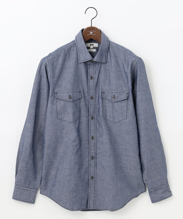 JOSEPH ABBOUD 【JOE COTTON使用】オーガニックコットンダンガリー シャツ ネイビー系