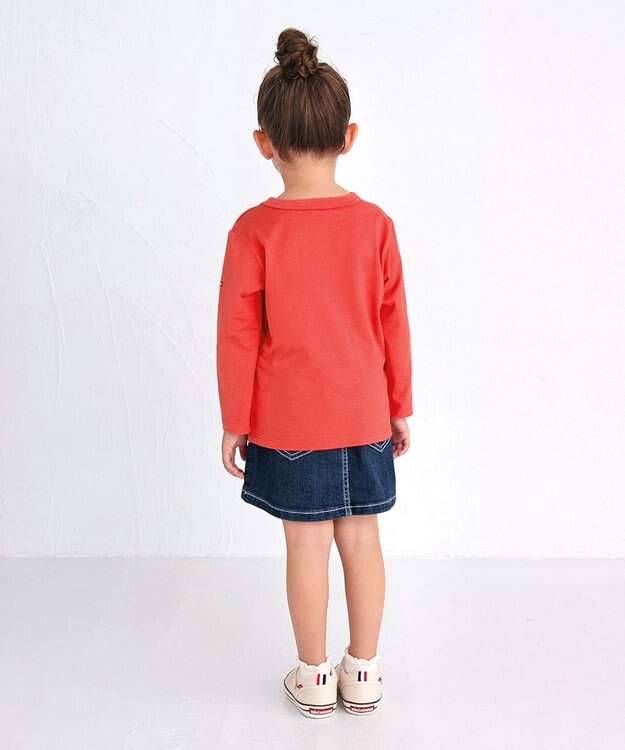MIKI HOUSE HOT BISCUITS 【70-120cm】【Everyday Series】ワンポイント 長袖Tシャツ コーラルピンク