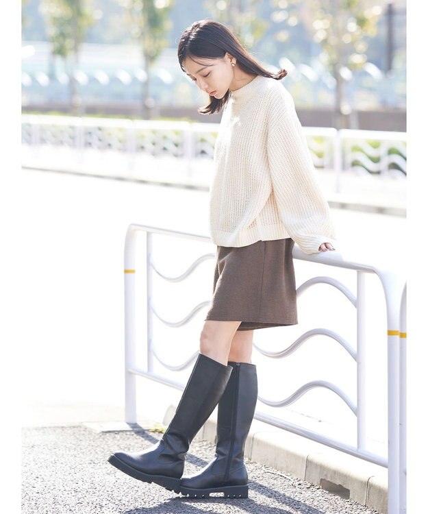 earth music&ecology マットベロアモールプルオーバー Ivory