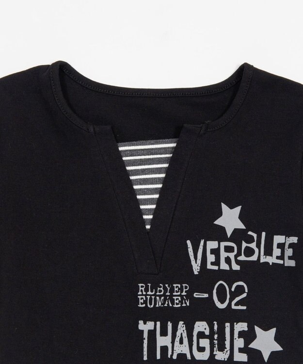 WEGO ストライプレイヤードクロップドT ブラック