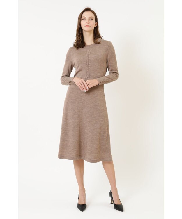 DAKS メリノウールニットワンピース ベージュ
