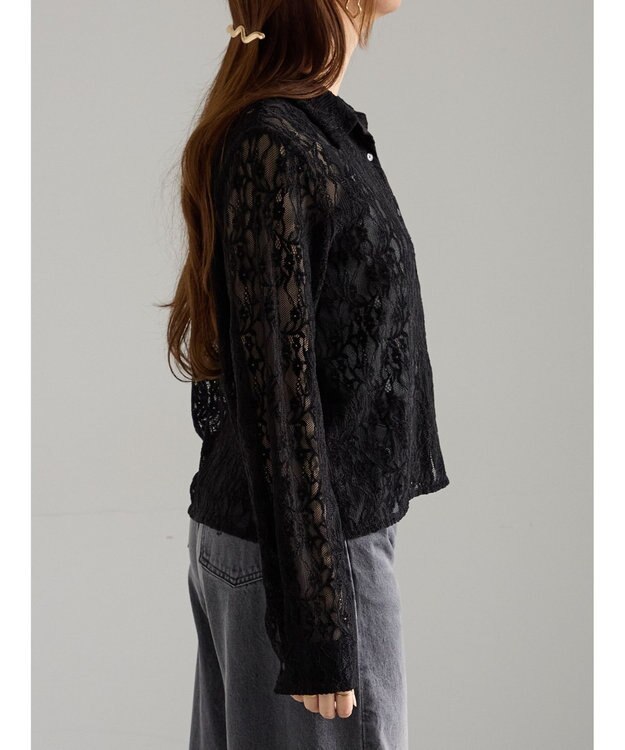 Te chichi 起毛レースシャツ ブラック