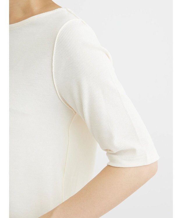 Green Parks ５分袖カットリブプルオーバー Ecru