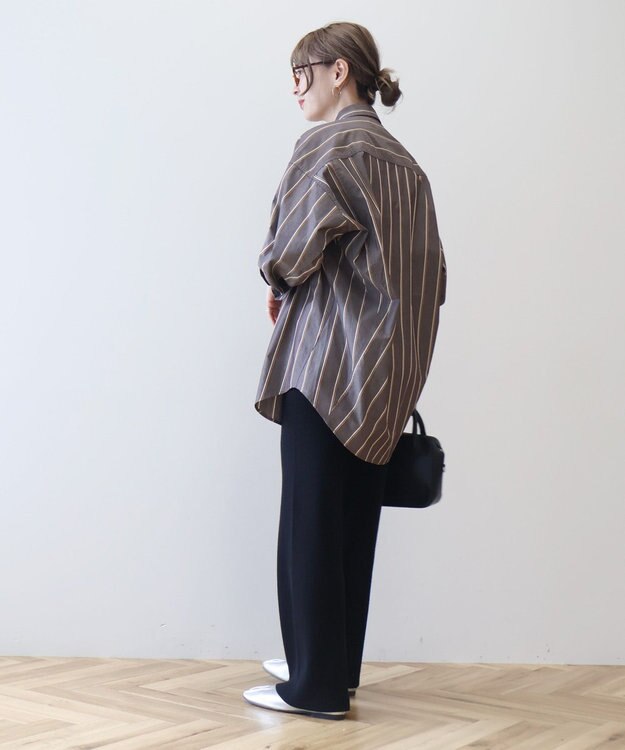 AMERICAN HOLIC ドビーストライプロングシャツ Brown