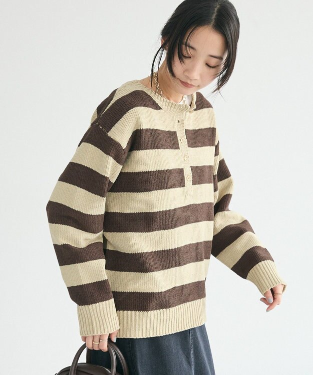 CRAFT STANDARD BOUTIQUE ヘンリーネックモールニットプルオーバー Khaki