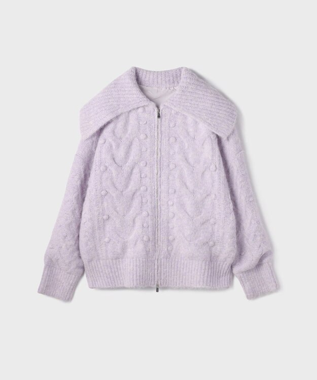 GRACE CONTINENTAL ヘアリーニットコクーンジャケット ラベンダー