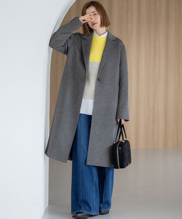 23区 S ウールカシミヤビーバー チェスター コート グレー系