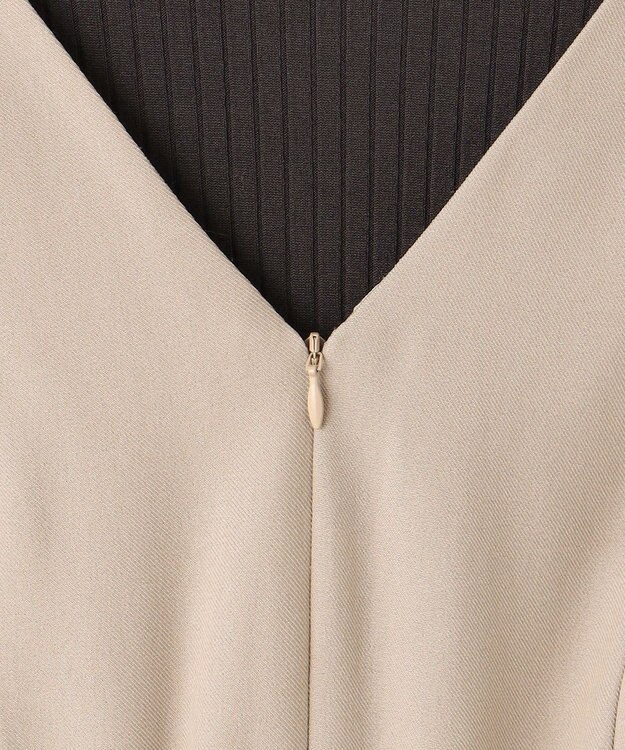 ANY SIS 【美人百花10月号掲載】カットソー×プリーツコンビ ジャンドレ ライトベージュ×チャコール