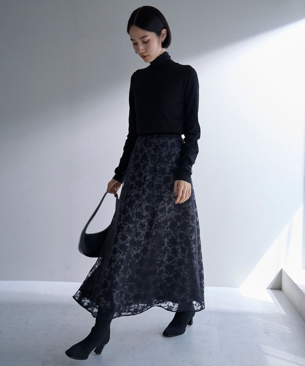 UNFILO フラワーオパールスカート ブラック