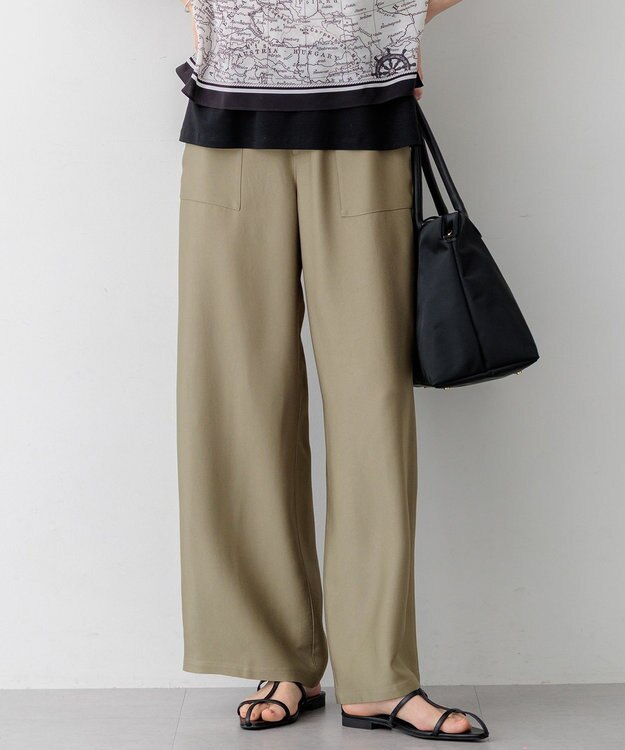 23区 S 【見上愛さん着用/CLASSY.・STORY掲載】ブライトカルゼ ワイド パンツ カーキ系