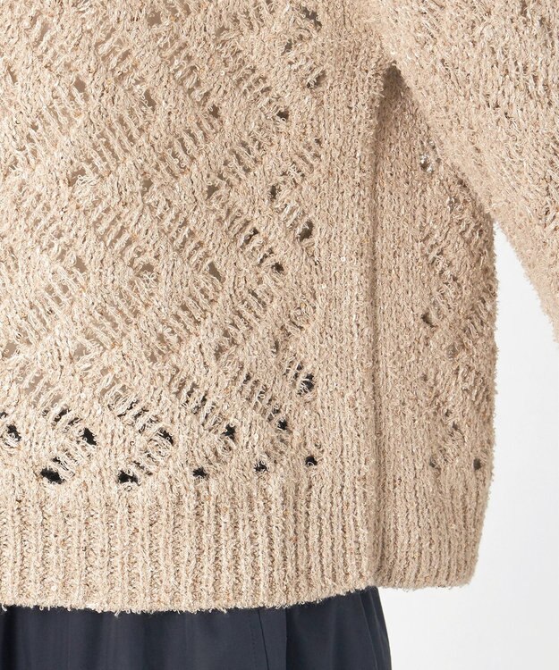 23区 【GOLD LABEL】シェニールレーススパングル クルーネック ニット モカ系