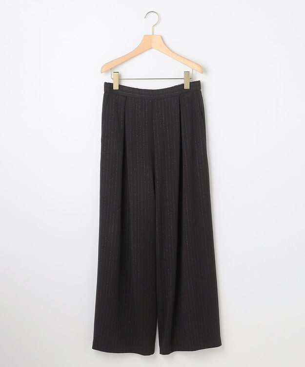 組曲 L 【加藤ローサさん着用】ラメストライプ ワイドパンツ ブラック系1