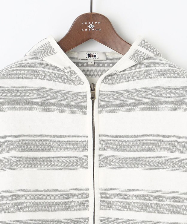 JOSEPH ABBOUD 【キングサイズ・柔らかな肌触り】洗える！コットンブークレーニットパーカー ホワイト系7