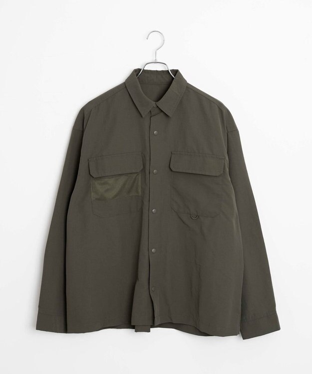 WEGO ナイロンメッシュポケットシャツ カーキ