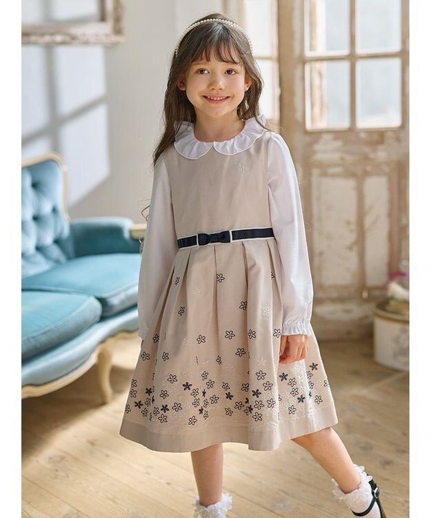 組曲 KIDS 【110-140㎝】サクラサク ワンピース ベージュ系5