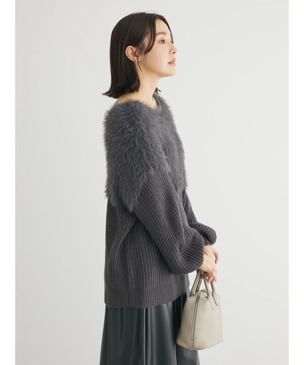 Green Parks ・Ｐｅｔｉｔ　Ｆｌｅｕｒ　シャギーキリカエニット Charcoal Gray