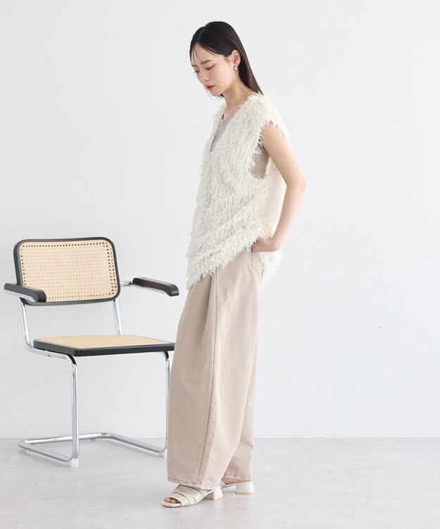 earth music&ecology フェザージャガードベスト Ivory