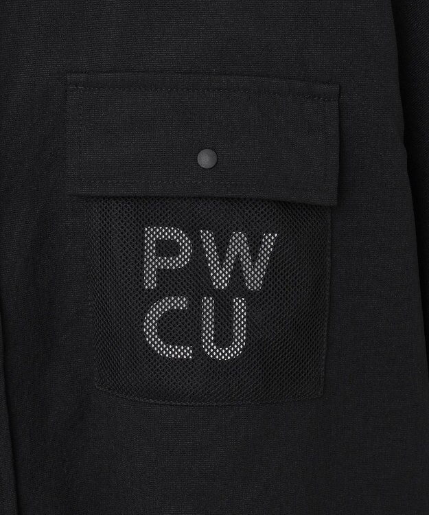 PW CIRCULUS 【UV遮蔽率97.8% / 軽量のDotAir / 高通気 / 軽撥水】【MEN】メッシュポケットシャツ ゴルフ ブラック系