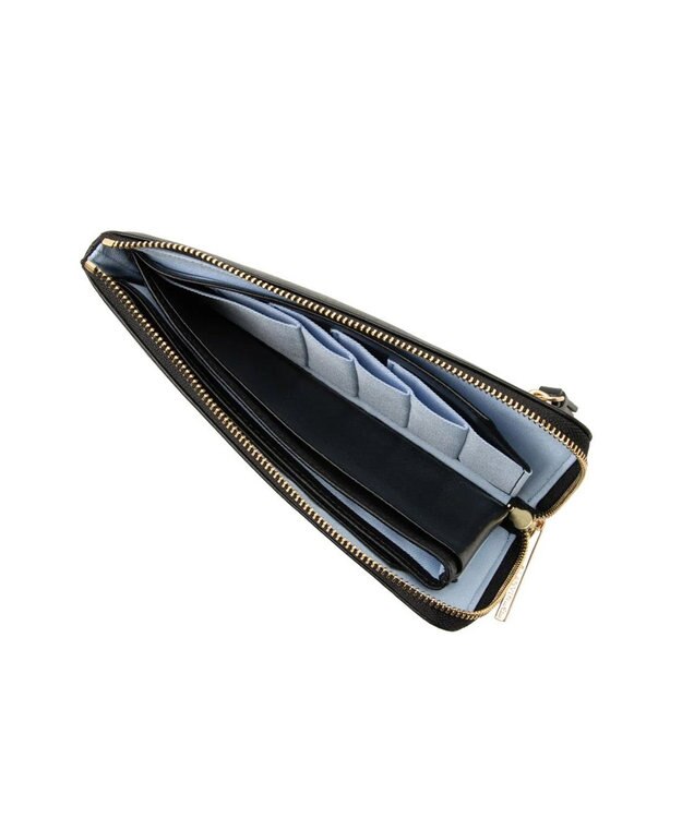 LANVIN en Bleu デクール 薄マチLファスナー長財布 ブラック