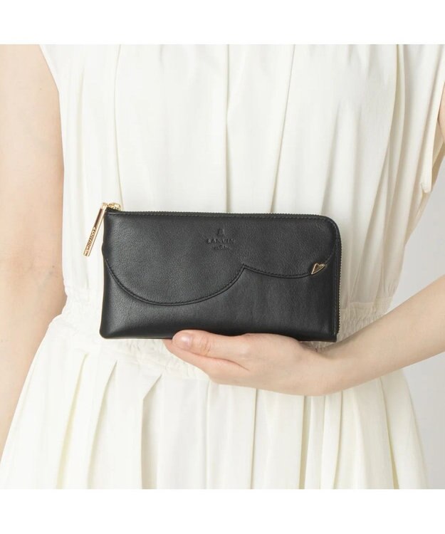 LANVIN en Bleu デクール 薄マチLファスナー長財布 ブラック