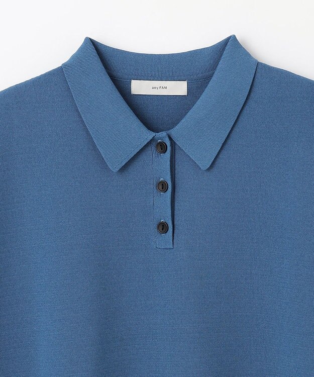 ANY ミラノリブニットポロ ブルー