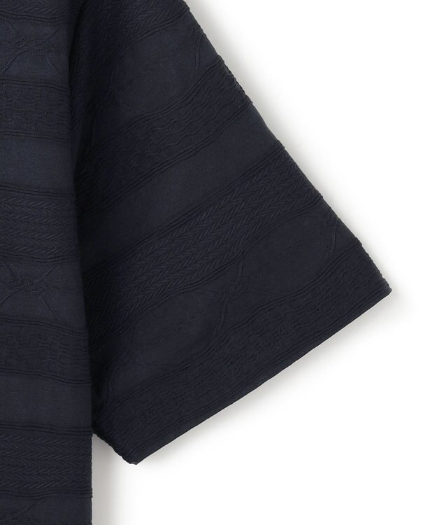 JOSEPH HOMME 新柄【ストレッチ/洗える】ジャガードボーダー　クルーネックTシャツ ネイビー系