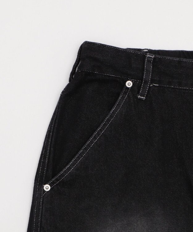 WEGO 【ユニセックス着用ITEM】ダブルニーロゴデニムショーツ デニムブラック