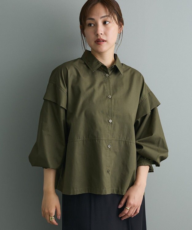 CRAFT STANDARD BOUTIQUE パネルデザインワイドシャツ Khaki