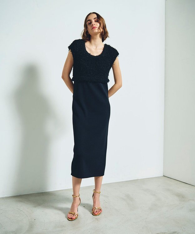 GRACE CONTINENTAL ツイーディーコンビニットワンピース ブラック